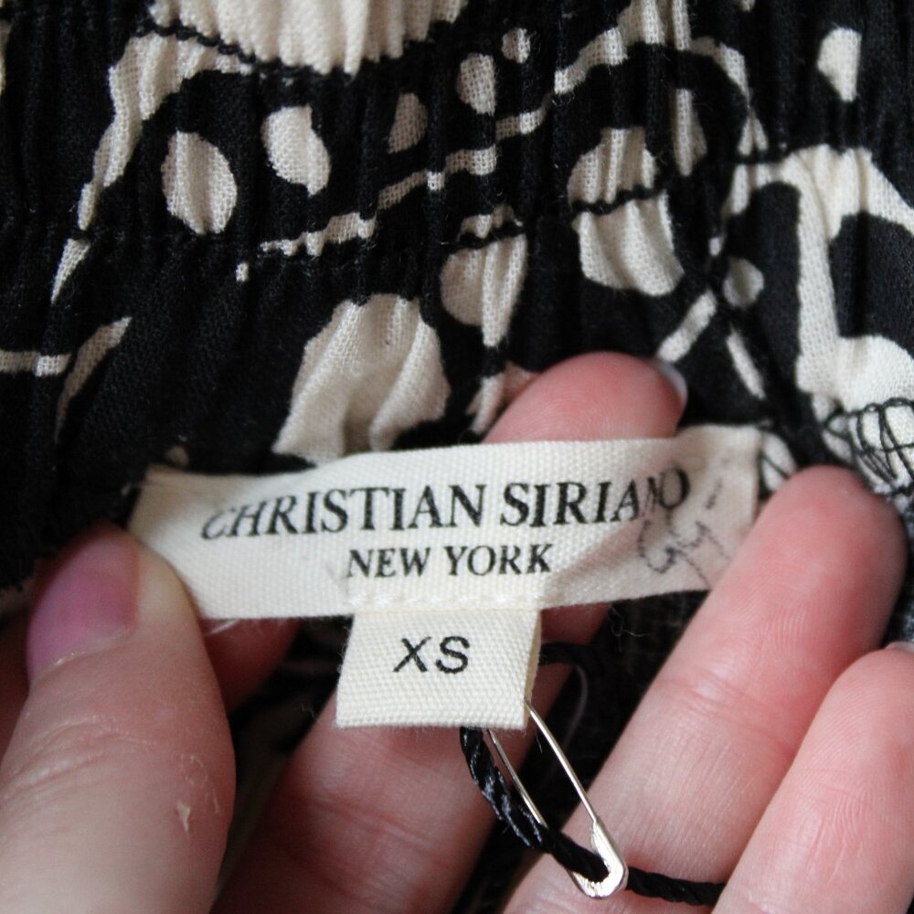 NWT Christian Siriano Black Cream Floral Linen Blend Resort Pants Designer XS - Picture 8 of 10